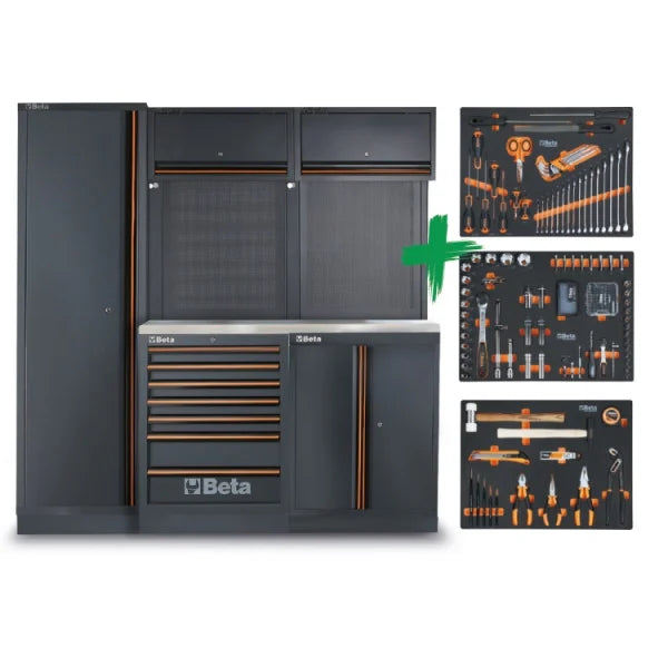 Beta Tools C45PRO 2.0 B7X/196UT Werkplaatsmeubel – 196 Delige Toolset – RVS Werkblad