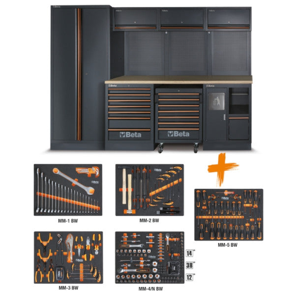 Beta Tools C45PRO 2.0 AX/157UT Werkplaatsmeubel – 157 Delige Toolset – RVS Werkblad