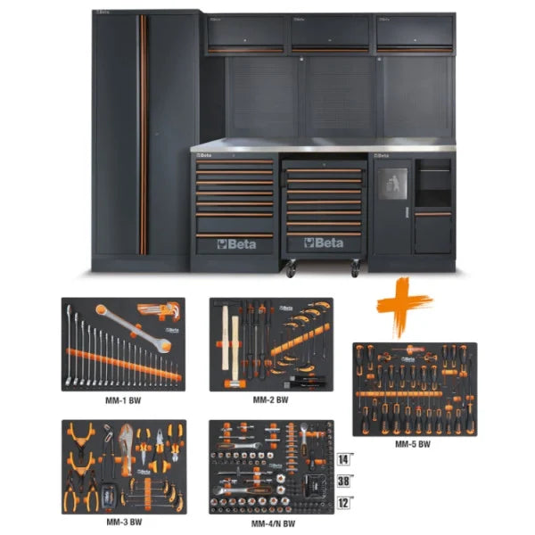 Beta Tools C45PRO 2.0 X/268UT Werkplaatsmeubel – 268 Delige Toolset – RVS Werkblad