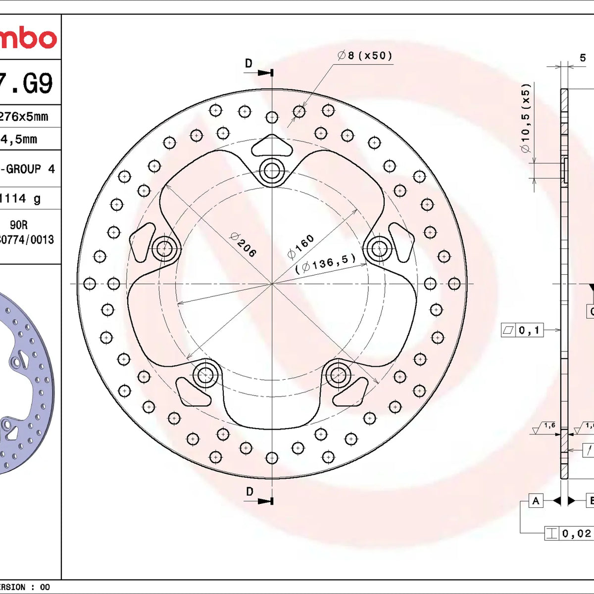 Brembo Serie Oro remschijf BMW 68B407G9
