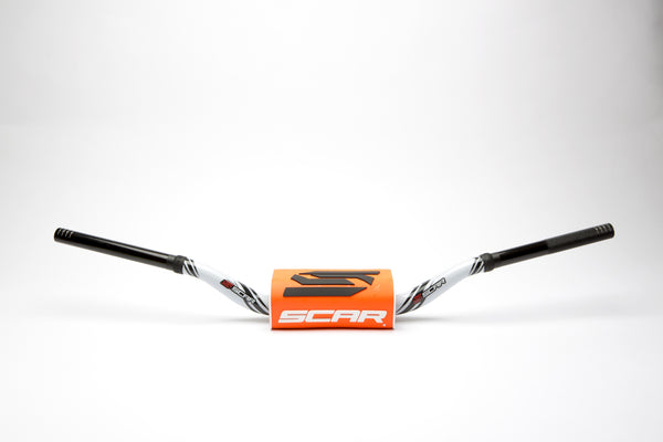 Scar O² Stuur Ø28,6 mm hoog Stuur wit, Stuurkussen oranje