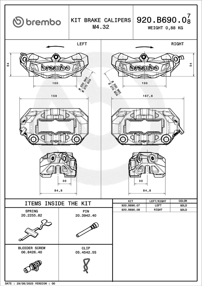 Brembo Remklauw M4.32 Prime 100 mm 920B69007