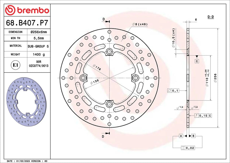 Brembo Serie Oro remschijf Honda CRF1000L Africa Twin 2016-2019