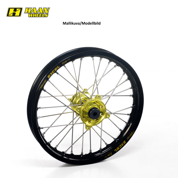 Haan Compleet Wiel Achter 12x1,60 SX65 SPOK&NIPP 2016-2024 Velg zwart, Naaf geel
