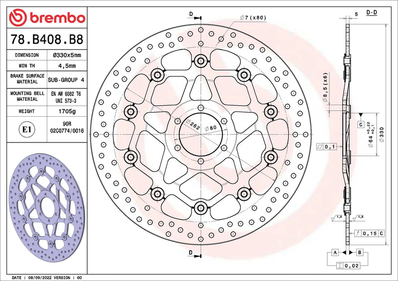 Brembo Serie Oro voorremschijf 78B408B8