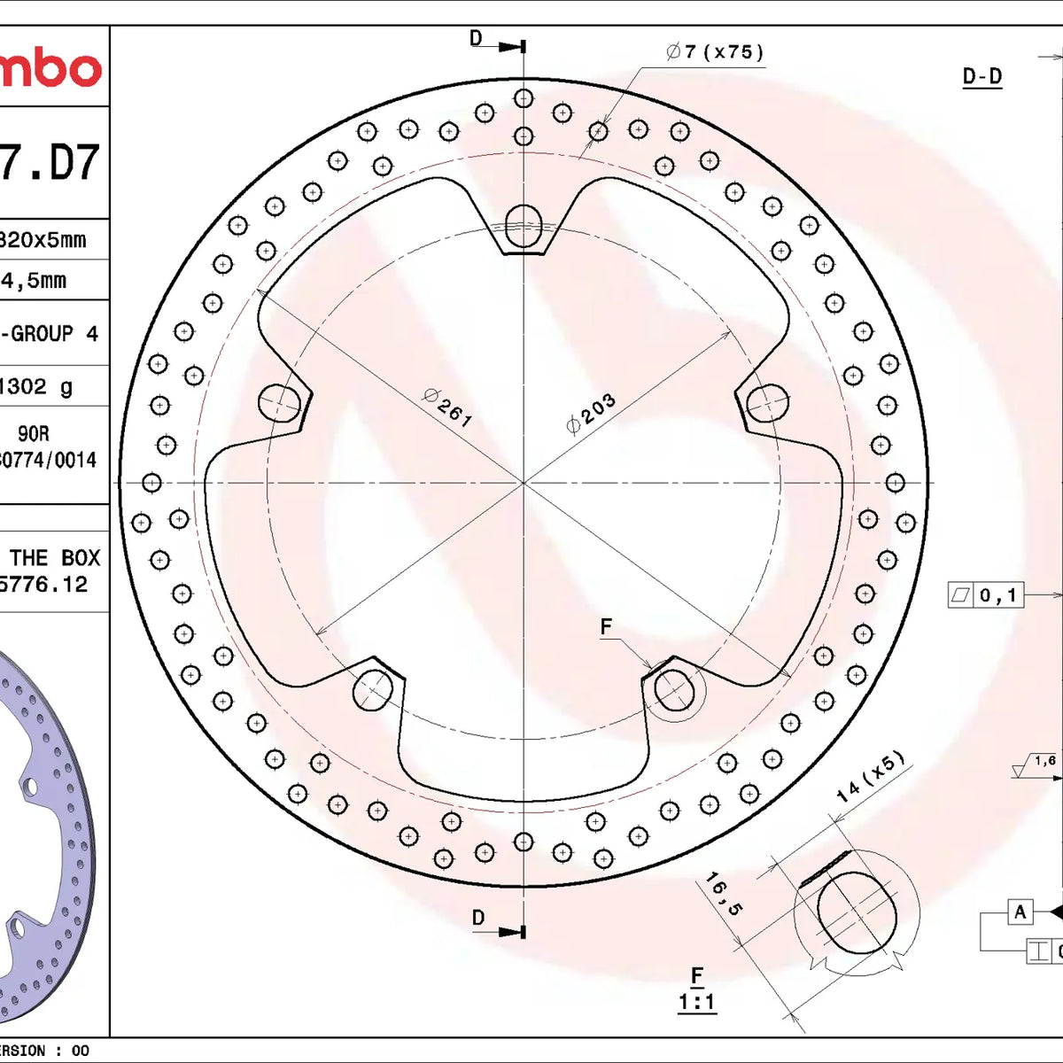 Brembo Serie Oro remschijf BMW 168B407D7