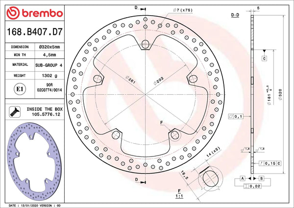 Brembo Serie Oro remschijf BMW 168B407D7