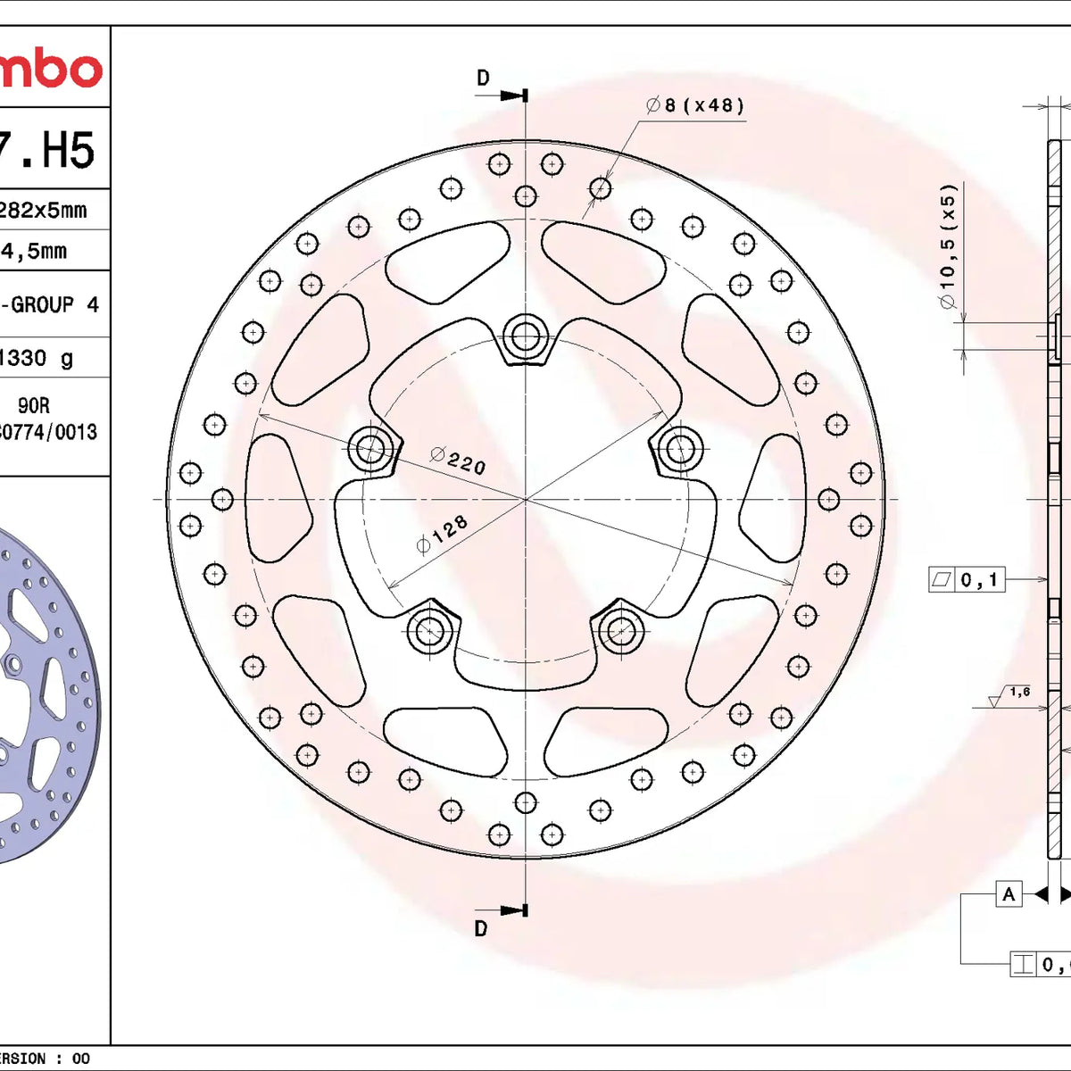 Brembo Serie Oro remschijf Triumph 68B407H5