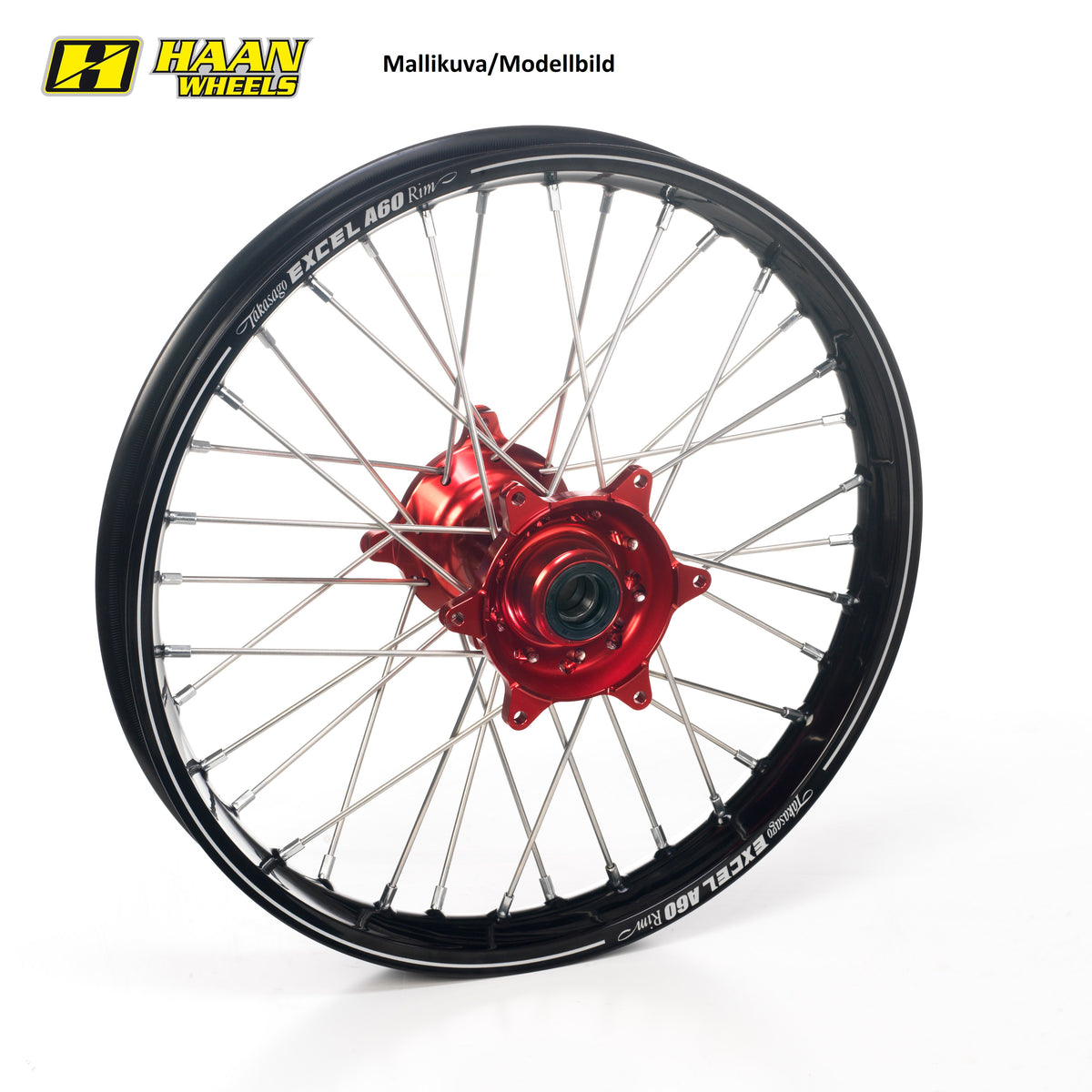 Haan Compleet Wiel 19x2,15 Kawasaki KX 250 KXF 450 A60 RIM 2003-2022 Naaf rood, Zwart