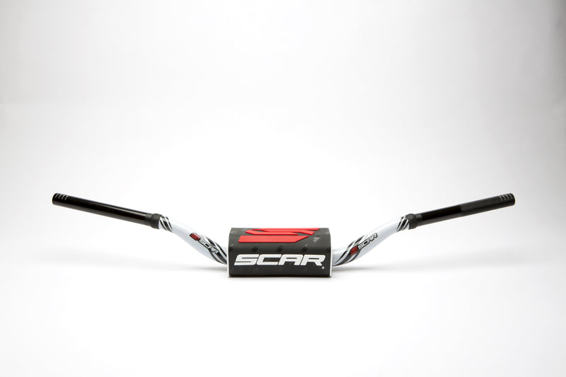Scar O² Stuur Ø28,6 mm hoog Stuur wit, Stuurkussen zwart