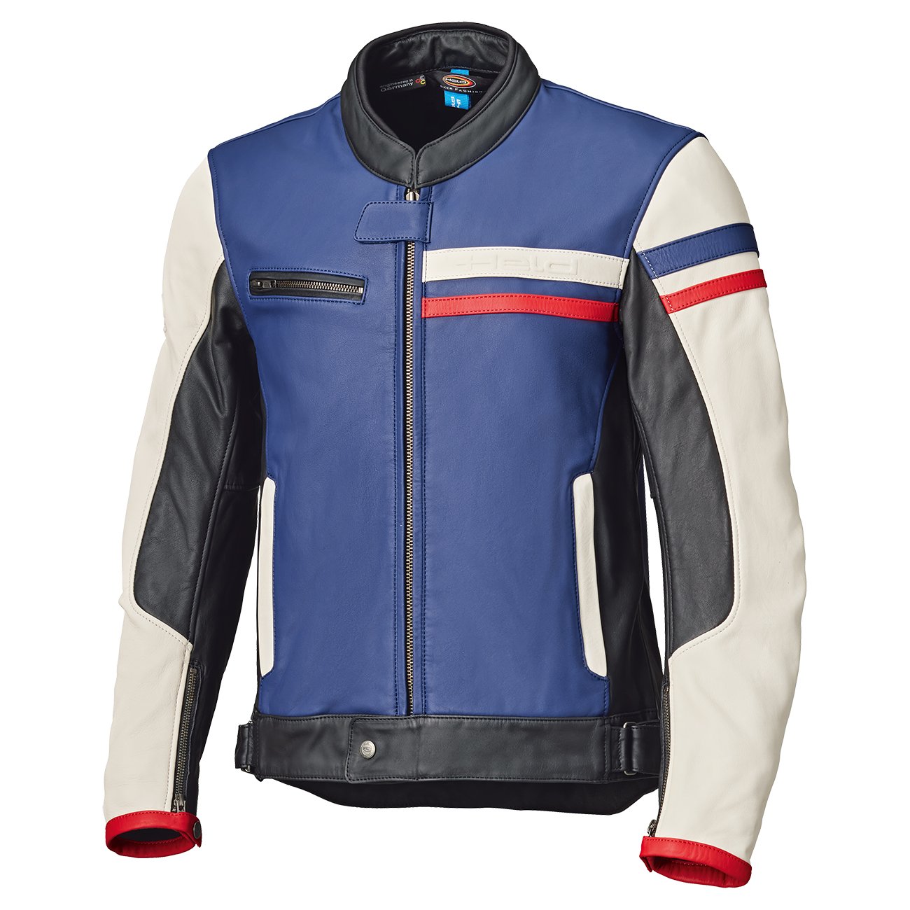 Held Midway leren motorjack – Blue/Red/White
