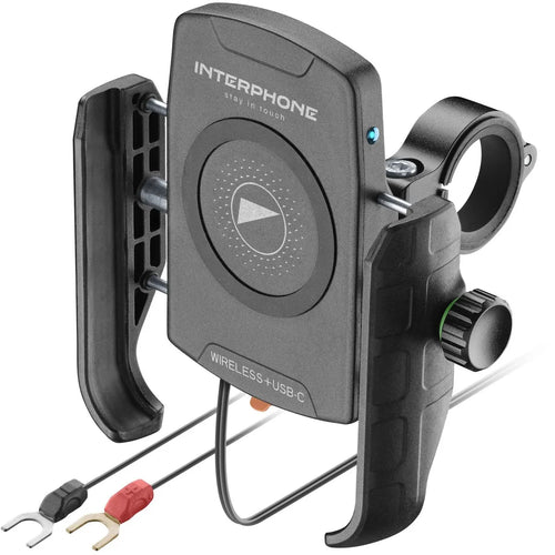 Interphone Phone Holder with Wireless Charging – 15W Qi and USB-C