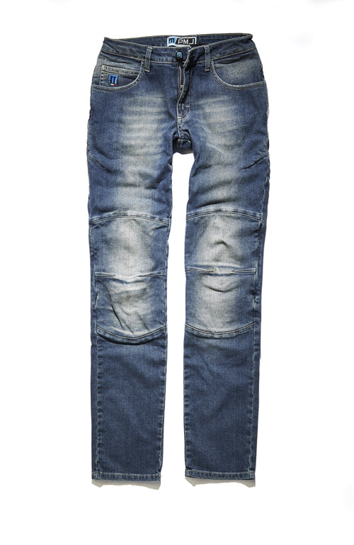 PMJ Florida Motorjeans Dames – Twaron Versterkte Motorbroek Midden Denim