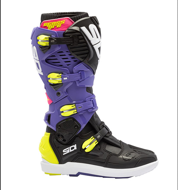 Sidi Crossfire 3 SRS Motorlaarzen Violet Zwart Fluo Geel – Motocross & Enduro