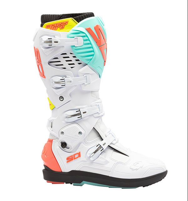 Sidi Crossfire 3 SRS Motorlaarzen Wit Fluo Mint Fluo Coral – Motocross & Enduro