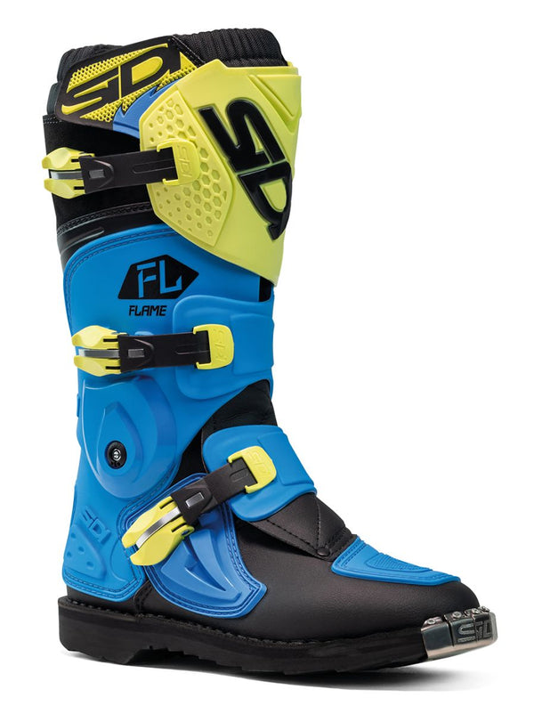 Sidi Flame Motorlaarzen Light Blue Lime Zwart – Motocross & Enduro Boots