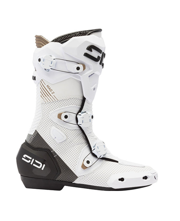 Sidi Mag-2 Air Motorcycle Boots White Black – Ventilated Race Boots