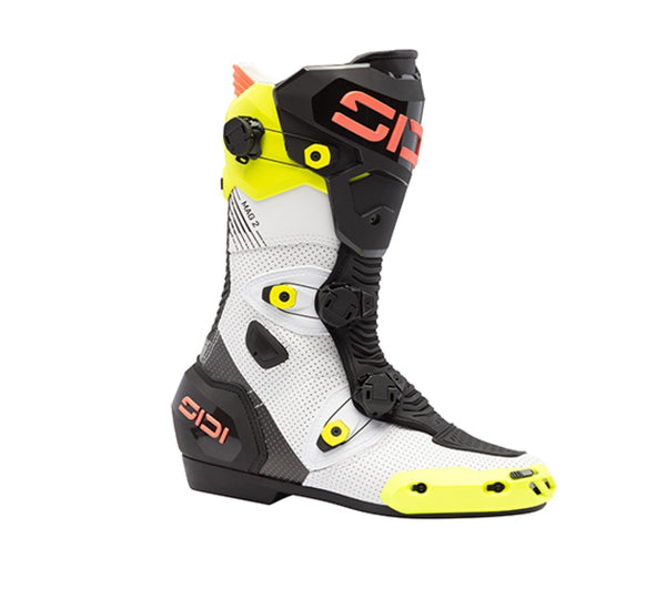 Sidi Mag-2 Air Motorcycle Boots Yellow Fluo Coral Fluo – Ventilated Race Boots