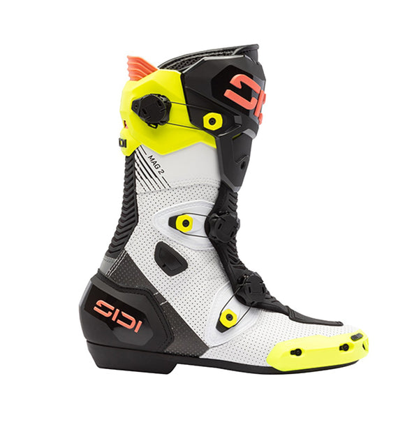 Sidi Mag-2 Air Motorcycle Boots Yellow Fluo Coral Fluo – Ventilated Race Boots