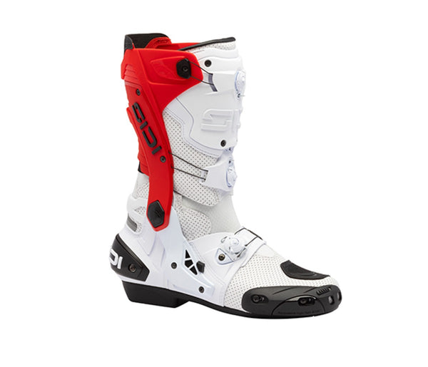 Sidi Rex Air Motorcycle Boots White Red – Ventilated High Performance Race Boots