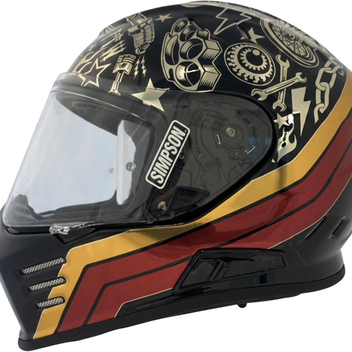 Simpson Venom Tattoo Full-Face Street Sport Motorcycle Helmet Black Gold Red