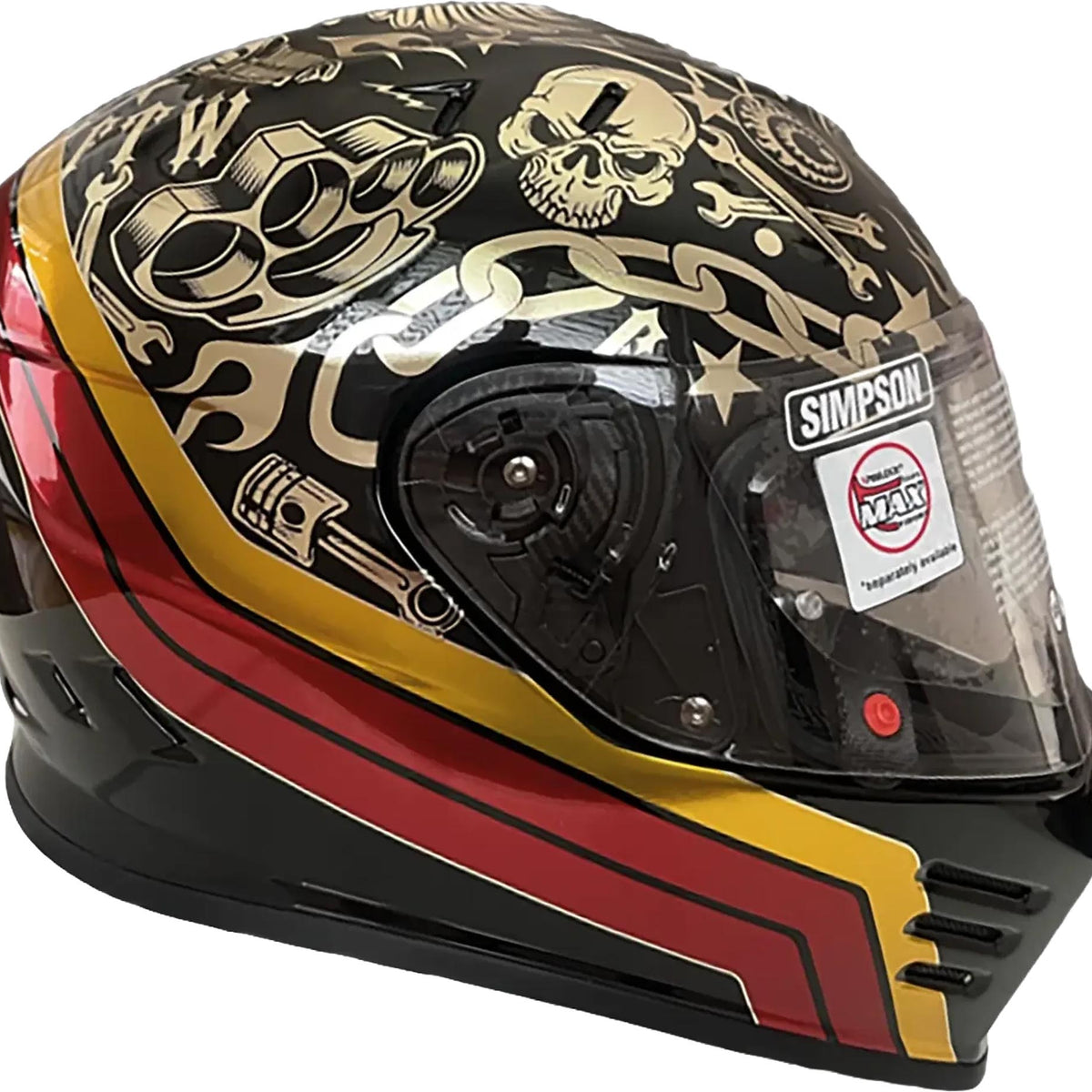 Simpson Venom Tattoo Full-Face Street Sport Motorcycle Helmet Black Gold Red